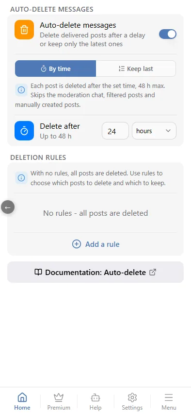 "By time": each post is deleted after 24 hours