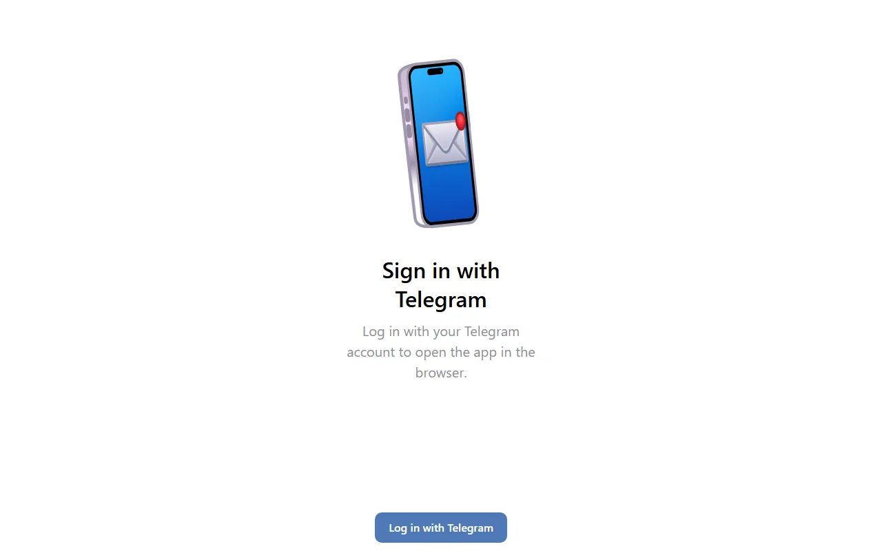 Sign-in screen of the web version: one confirmation in Telegram.