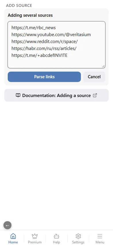 A field for several links