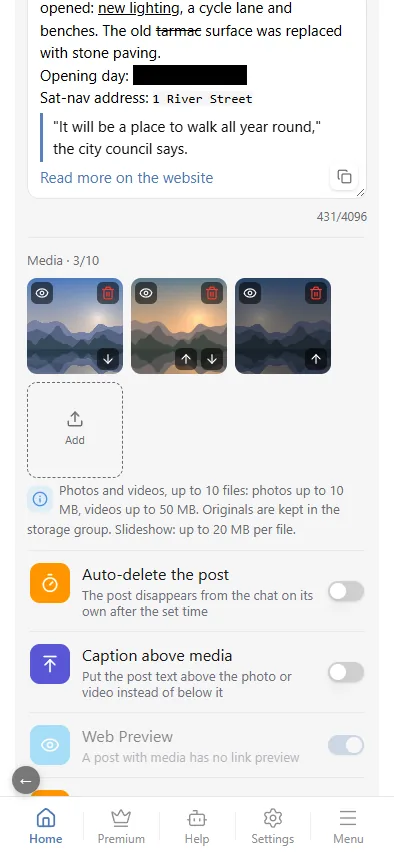 Uploaded media