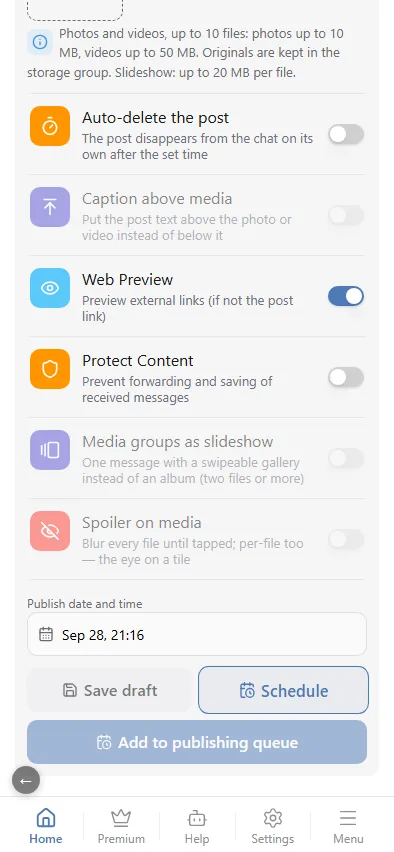 "Schedule": the date field and the renamed button
