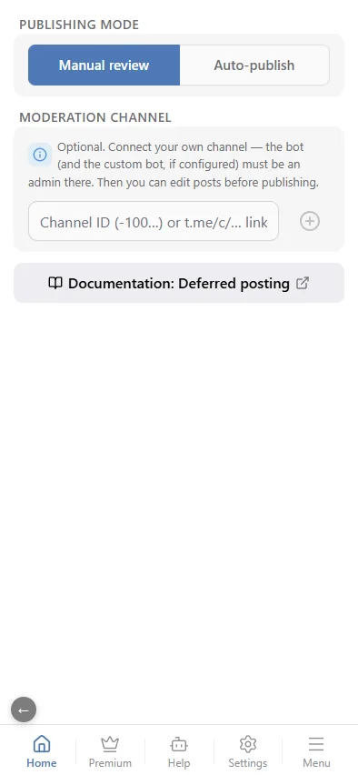 Deferred posting settings