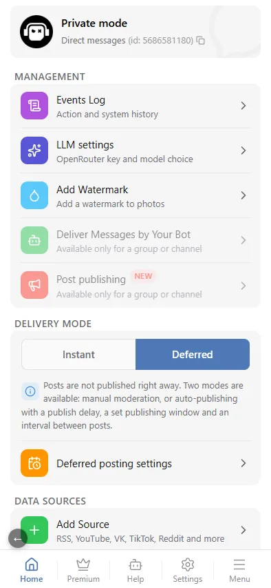 Delivery mode switch