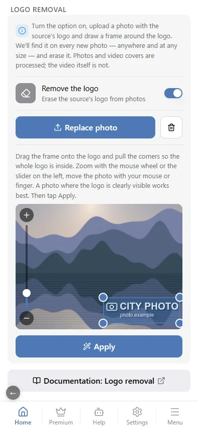 Frame on the logo