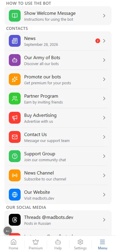 Menu tab