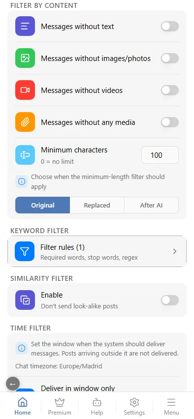 Minimum set — stage picker below