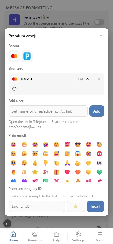 The emoji window
