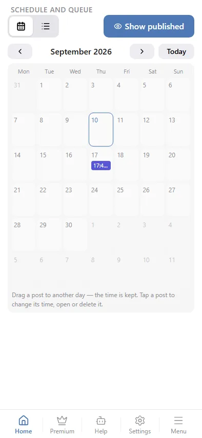 Calendar: a post on its day