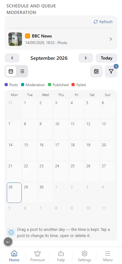 Calendar: a post on its day