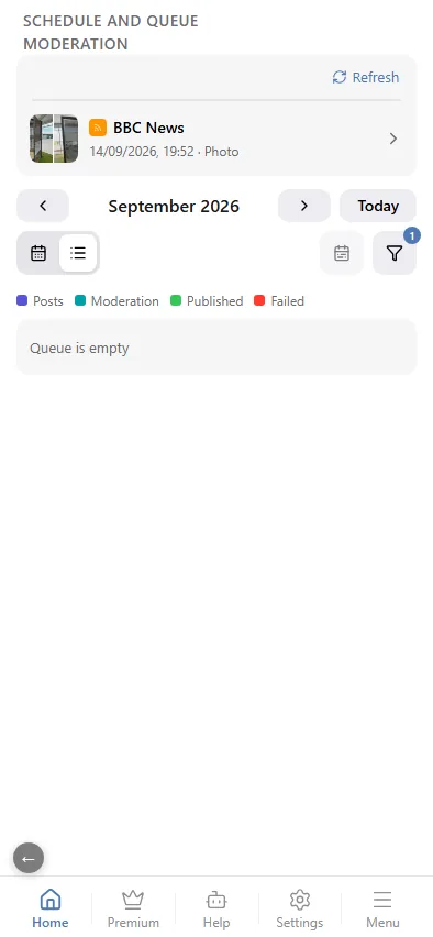 The queue in Schedule and queue