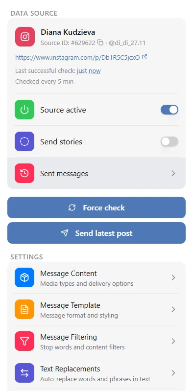 An Instagram source: stories