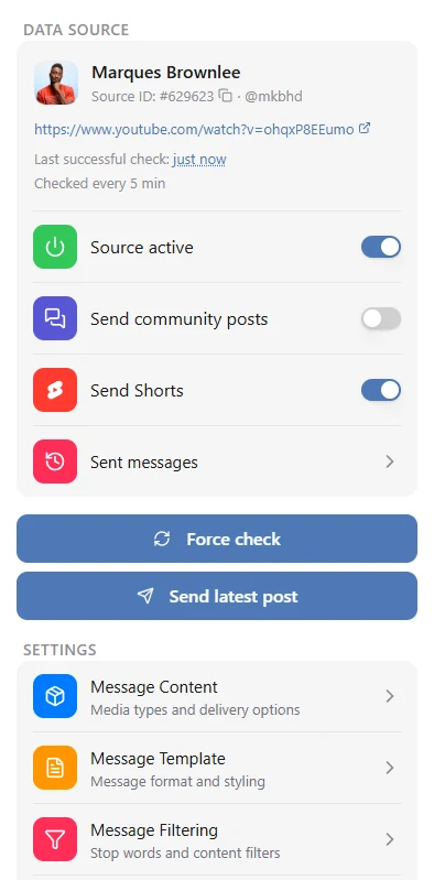 A YouTube source: community posts and Shorts