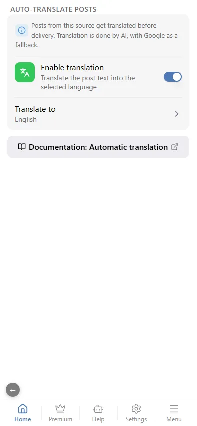 Enabled: target language